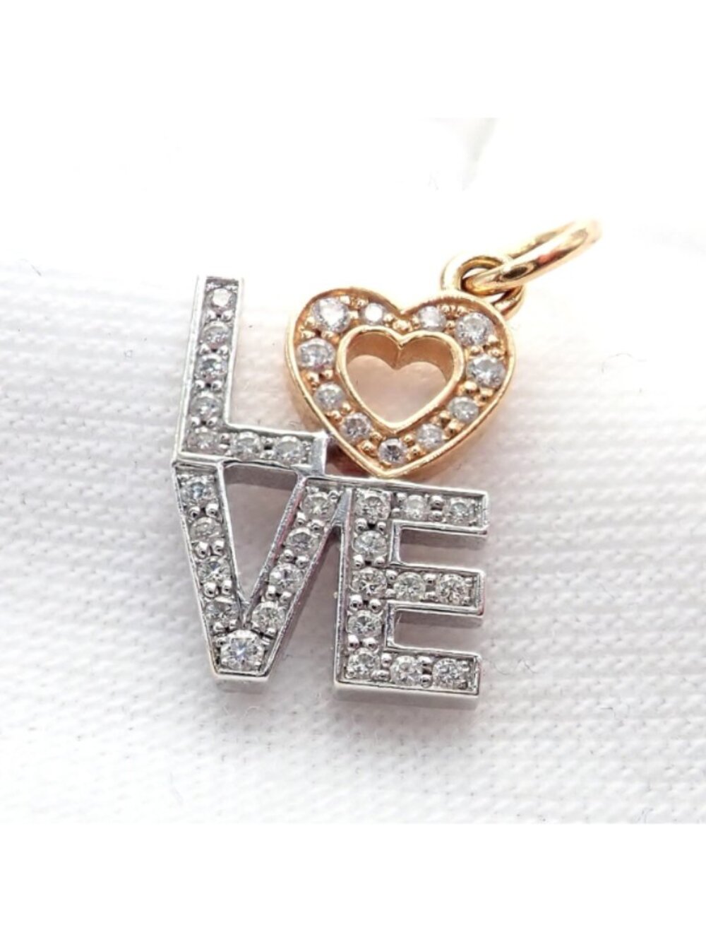 Tiffany & Co. 18k Yellow + White Gold LOVE Philadelphia Diamond Pendant Charm - Picture 9 of 9